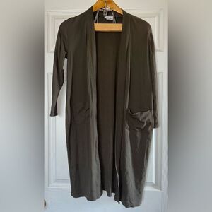 For The Republic Long Army Green Cardigan with pockets Size Medium EUC